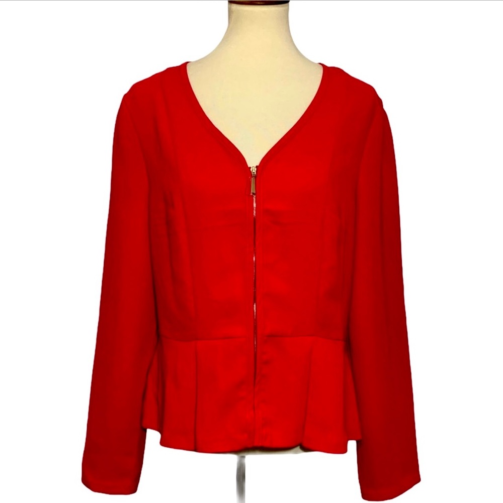 NWT- JustFab- Chic Red Zip-Up Blazer